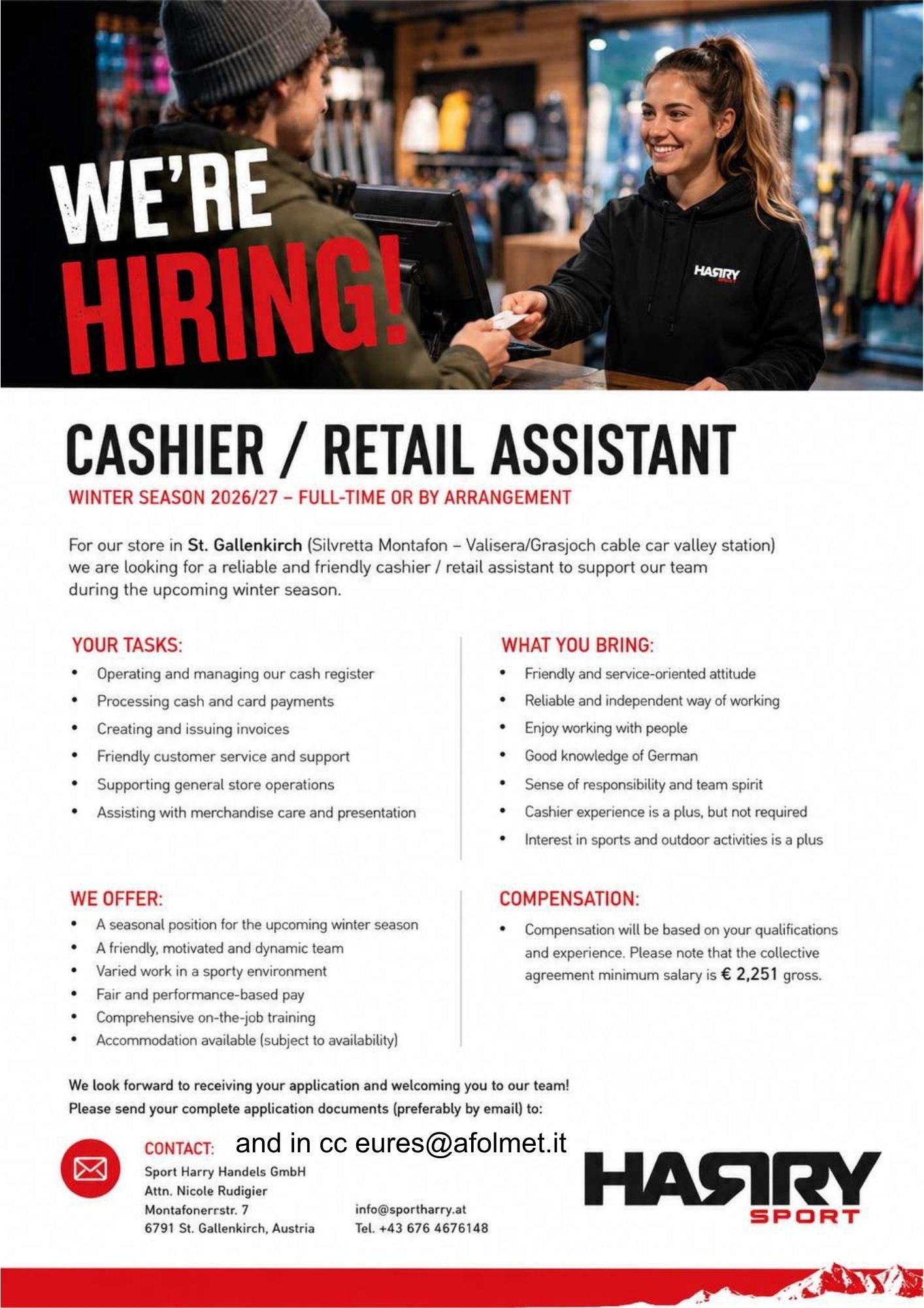 cashier retail assistant